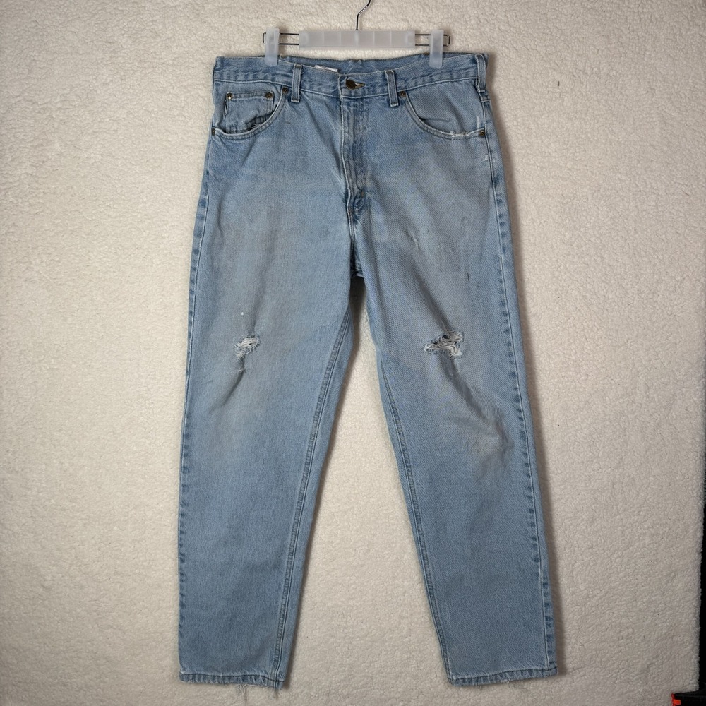 Carhartt Mens 36x32 Jeans Straight Relaxed B17 Workwear Denim Distressed